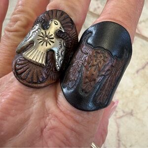 Buffalo Girl Leather Thunderbird & Texas Longhorn Rings